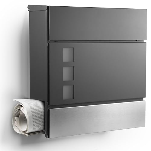 NewHabitat I Moderner Briefkasten Anthrazit mit Zeitungsfach - Wandbriefkasten mit Sichtfenster - Rostfrei und UV-beständig, inkl. Montagematerial NewHabitat I Moderner Briefkasten Anthrazit mit Zeitungsfach - Wandbriefkasten mit Sichtfenster - Rostfrei und UV-beständig, inkl. Montagematerial von NewHabitat