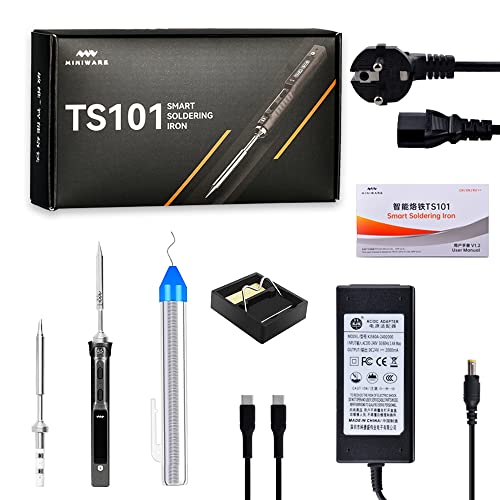 NewHail TS101 Elektrischer Lötkolben, 65 W, tragbar, intelligentes Lötkolben-Set, schnelle Wärme, eingebettete Schnittstelle, STM32 Chip mit B2+BC2 Spitze, Netzteil, Lötdraht von NewHail