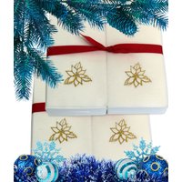 Nature's Linen Einweg-Gästehandtücher Mit Schleife Umwickelt - Weihnachtskollektion Weihnachtsstern-Prägung von NewHopeSoap