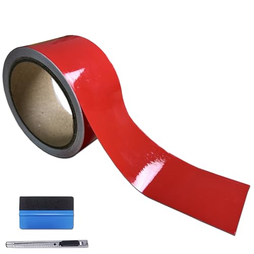 NewL Autofolie Glänzend - 5cm x 900cm Selbstklebend Auto Folie Zierleisten Folie für Auto Motorrad Fenster Kfz Chromleisten Auto Folierung (Red Gloss, 5cm x 900cm) von NewL