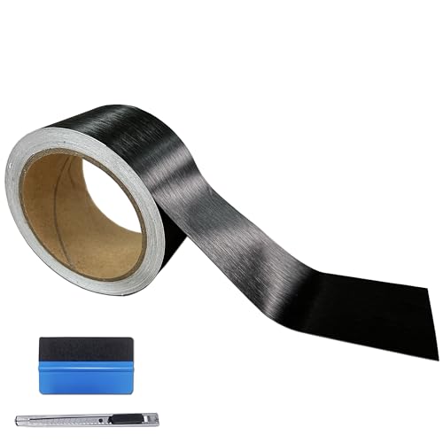 NewL Autofolie Glänzend - 5cm x 900cm Selbstklebend Auto Folie Zierleisten Folie für Auto Motorrad Fenster Kfz Chromleisten Auto Folierung (Schwarz gebürstetes Metallic, 5cm x 900cm) von NewL