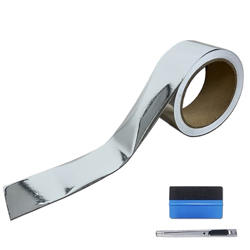 NewL Autofolie Glänzend - 5cm x 900cm Selbstklebend Auto Folie Zierleisten Folie für Auto Motorrad Fenster Kfz Chromleisten Auto Folierung (Spiegel Silber, 5cm x 900cm) von NewL