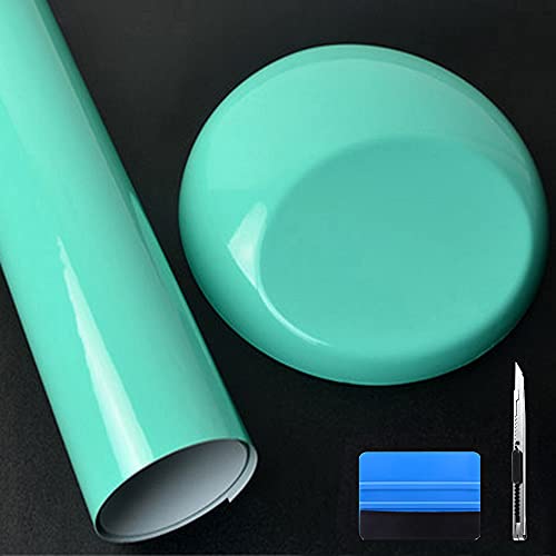 NewL Hochglänzende Vinylfolie, selbstklebend, Luftablassblase, für den Außenbereich geeignet (seeblau, 50cm x 152cm) von NewL