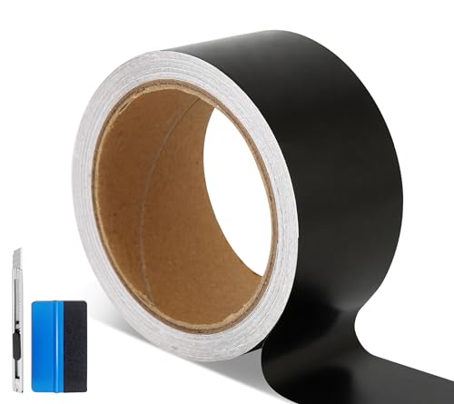 NewL Satinschwarz Vinyl Wrap Trim Decal Self Adhesive DIY Tape for Black Out Chrome Delete Fensterverkleidung Auto Türverkleidung Türschweller (5cm x 900cm) von NewL