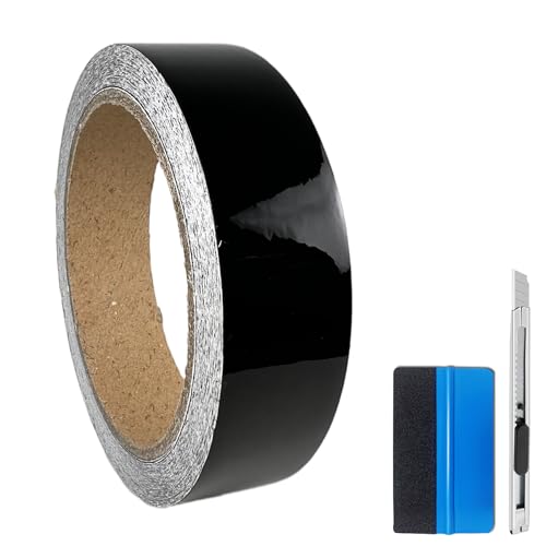 NewL Schwarzes hochglänzendes Vinyl-Klebeband mit Luftlösemechanismus, inklusive Montagewerkzeug-Set (2,5 cm x 900 cm) von NewL