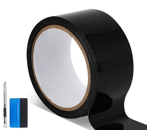 NewL Ultra Gloss Black Vinyl Wrap Trim Decal Self Adhesive DIY Tape for Black Out Chrome Delete Fensterverkleidung Auto Türverkleidung Türschweller (2.5cm x 900cm) von NewL