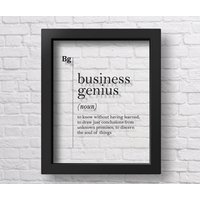 Transparent Business Genius Definition Poster, Geschäftsmann Geschenk, Unternehmer Büro Dekor von NewMediaGifts