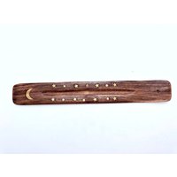 Mond Und Sterne Räucherstäbchenhalter - Messingeinsatz Weihrauchbrenner Aus Holz Aschefänger von NewMoonBeginnings