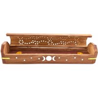 Triple Moon Weihrauchbrenner Aus Holz - Dreifacher Mond Und Sterne Inlay Weihrauchhalter Räucherstäbchenhalter Räucherkegelbrenner von NewMoonBeginnings