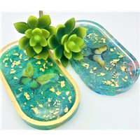 Resin Schmucktablett Grün & Gold Schmetterling Schmuckschale - Schmuckhalter Resin Schmucktablett Grün & Gold Schmetterling Schmuckschale - Schmuckhalter von NewMoonVision