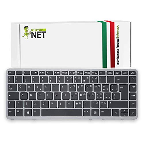 NewNet Italienische Tastatur, kompatibel mit Notebook HP Elitebook 850 G1 850 G2 840 G1 840 G2 740 G1 740 G2 745 G2 750 G1 750 G2 755 G2 ZBook 14 mit silbernem Rahmen von NewNet