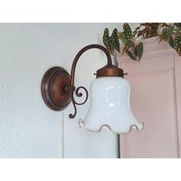 Sehr Schöne Vintage-Wandleuchte Mit Glasschirm, 1970Er Jahre von NewTimesFinds
