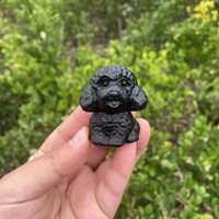 Schöner Schwarzer Obsidian Teddyhund Schnitzen| Natürliches Obsidian-Tierteddy-Skulptur-Heilkristalle Einzigartiges Geschenk Für Frauen Und Kinder von NewVisionofCrystal