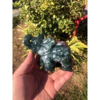Niedlicher Moosachat Fat Elephant Carving | Heilender Kristall Kristalltier Schnitzereien Energiestein Geschenk Für Sie Und Kinder #04 von NewVisionofCrystal