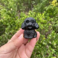 Schöner Schwarzer Obsidian Teddyhund Schnitzen| Natürliches Obsidian-Tierteddy-Skulptur-Heilkristalle Einzigartiges Geschenk Für Frauen Und Kinder von NewVisionofCrystal