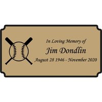 Personalisierte Baseball-Plakette, Baseball-Gedenkplatte, Baseball-Urnen-Namensschild in Schwarz Und Gold - Verschiedene Größen Farben von NewWorldEngraving