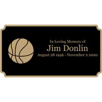 Personalisierte Basketball-Plakette, Basketball-Gedenkplatte, Basketball-Einäscherungsurne-Namensplatte in Schwarz Und Gold - Mehrere Größen Farben von NewWorldEngraving