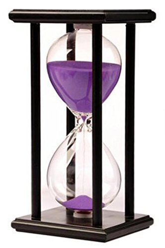 Lodunsyr 60 Minuten Sanduhr Uhr 1 Stunde Zuhause Dekoration Sanduhr-Timer Büro Ornament Sanduhr Hölzern Rahmen Hourglass Timer Sandglass 1 Stunde Küche Timer Violett von Lodunsyr