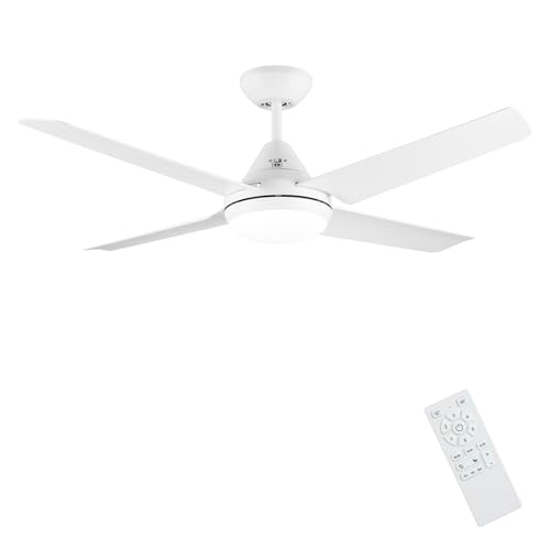 Newday Deckenventilator mit Beleuchtung und Fernbedienung Leise, 122CM Deckenventilator mit Licht LED Lampe Weiß, Deckenventilatoren mit Beleuchtung Dimmbar mit 4 Flügeln für Schlafzimmer Wohnzimmer von Newday