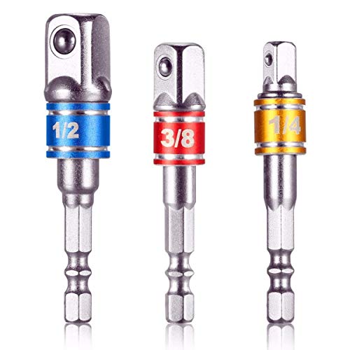 Newder Bohrfutter Adapter, 3 tlg 1/4" 3/8" 1/2" Stecknuss Adapter Set Sechskant Stecknussadapter Steckschlüssel Schraubenschlüssel Nuss Set Newder Bohrfutter Adapter, 3 tlg 1/4" 3/8" 1/2" Stecknuss Adapter Set Sechskant Stecknussadapter Steckschlüssel Schraubenschlüssel Nuss Set von Newder