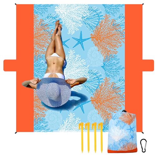 NewDoar Stranddecke Sanddicht Extra Groß für 1-3 Erwachsene Sandfreie Picknickdecke Bunt Wasserdicht Übergroße Leichte Picknickmatte für Camping Wandern Strandreisen-2 * 2.1M/1-3person von NewDoar