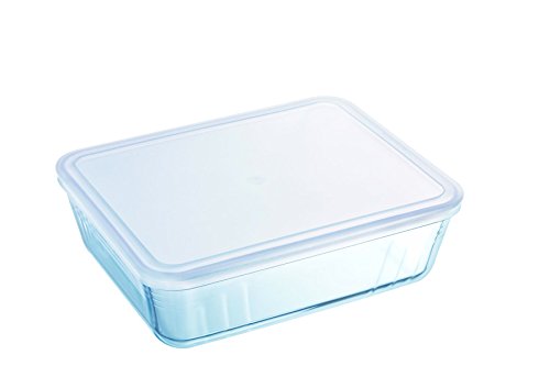 Pyrex 242P000 Cook & Freeze Rechteckiges Gefäß mit Plastikdeckel, Glas, 1,5 Liter von Pyrex