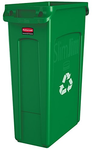 RUBBERMAID Slim Jim® Abfallbehälter mit Lüftungskanälen 87 Liter, Farbe:Grün von Newell Rubbermaid