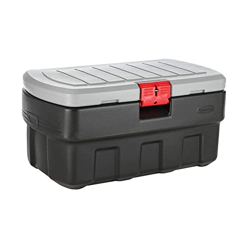 Rubbermaid ActionPacker Abschließbare Aufbewahrungsbox, 35 Gall, grau und schwarz, Outdoor, Industrie, robust von Rubbermaid