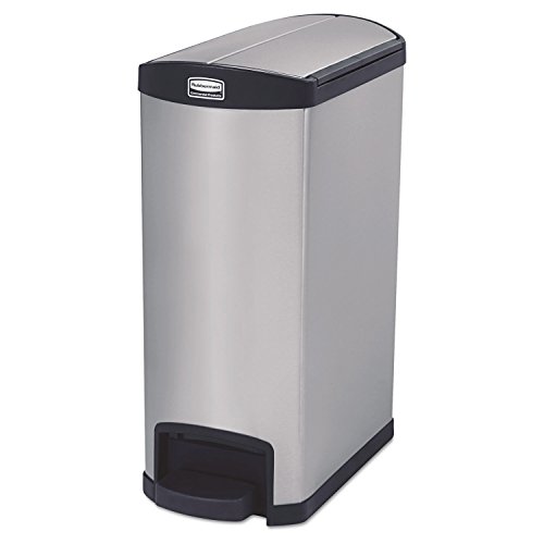 Rubbermaid Commercial Products Slim Jim 1901993 50 Litre End Step Step-On Stainless Steel Wastebasket - Black von Rubbermaid Commercial Products