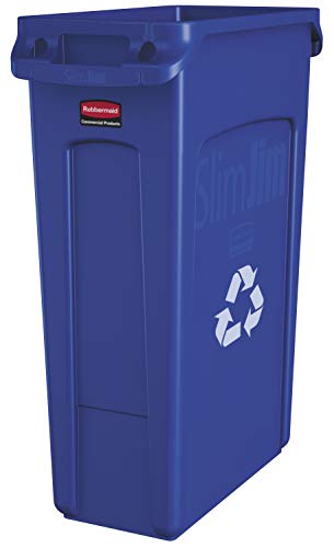 Rubbermaid Commercial Products FG354007BLUE Slim Jim Recyclingbehälter mit Lüftungskanälen, 87 L, B558 mm x T279 mm x H762 mm, Blau von Rubbermaid Commercial Products
