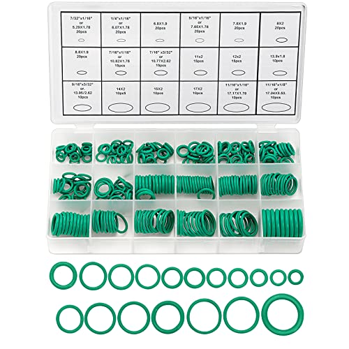 270 Stück O-Ring Sortiment Kit 18 Größen Gummi Dichtungen Ringe Dichtungsringe Set für Auto-Schnellreparatur, Sanitär, Klimaanlage Reparatur (Grün) von Newellsail