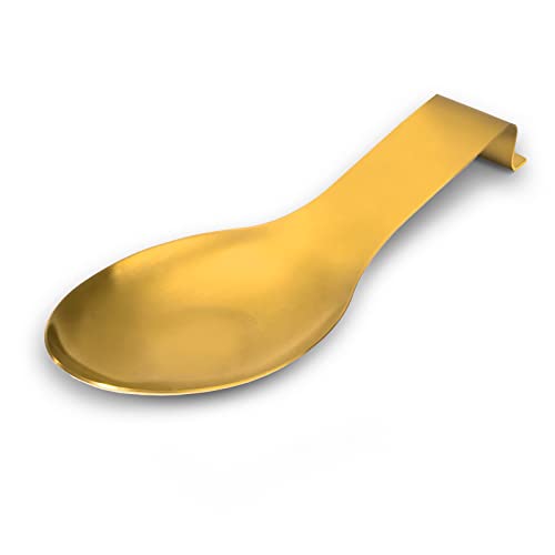 Löffelablage aus Edelstahl Löffelhalter Spachtel-Halter Schöpflöffelhalter Küchenutensilien Halter für Küchentheke Herdplatte, Spülmaschinenfest 1 Stück (Goldfarbe) von Newellsail