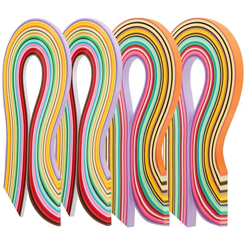 Newellsail Papier Quilling Set Mehrfarbig Papier Quilling Streifen in 4 Größe Quilling Papierstreifen mit 3mm/5mm/7mm/10mm Breite 26 Farben 1040 Streifen (4 Stück) von Newellsail