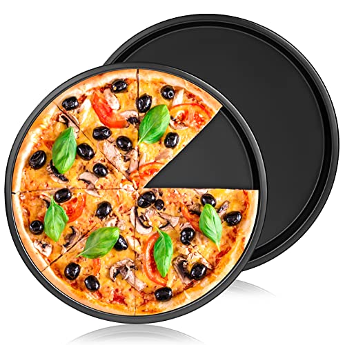 Newellsail Pizzaform Rund Pizza-Pfanne 22cm Durchmesser Pizzablech Karbonstahl Antihaftbeschichtet Pizzabackbleche Käsekuchen Pie Backblech Quiche Backform 2 Stück von Newellsail