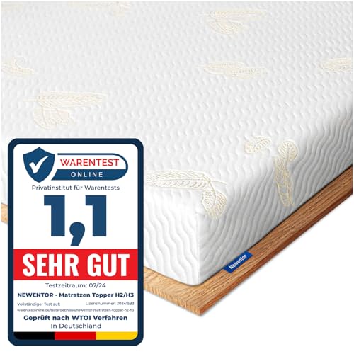 Newentor® Matratzen Topper 120x200cm H2 H3, Matratzentopper 120x200 Schlafsofa Bett Gelschaum, Mattress Topper 120x200 Boxspringbett Öko-Tex Zertifiziert Gel Bezug Kaltschaum 10CM Höhe von Newentor