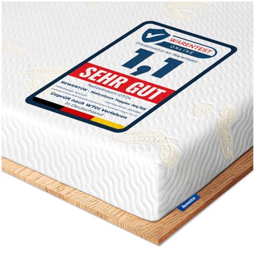 Newentor® Matratzen Topper 180x200cm H4 H5, Matratzentopper 180x200 Schlafsofa Bett Gelschaum, Mattress Topper 180x200 Boxspringbett Öko-Tex Zertifiziert Gel Bezug Kaltschaum 7CM Höhe von Newentor