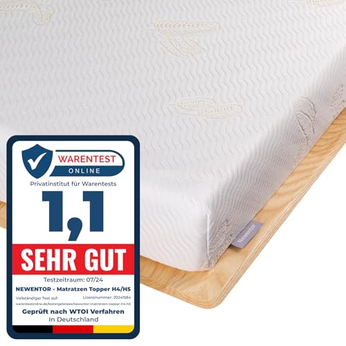 Newentor® Matratzen Topper 100x200cm H4 Hart, Matratzentopper 100x200 Gel Boxspringbett Schlafsofa, Mattress Topper 100x200 Bett Gelschaum Bezug Kaltschaum 7CM Höhe von Newentor