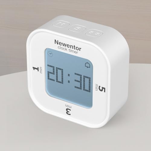 Newentor Digitaler Kurzzeitwecker – Individueller Countdown Timer mit 1, 3, 5 Minuten – 4 Alarmmodi – Stoppuhrfunktion und integrierter Wecker für die Küche von Newentor