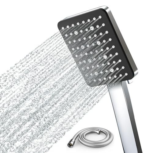 Newentor Duschkopf mit Schlauch, Duschbrause mit Schlauch, Duschschlauch mit Duschkopf, Handbrause Duschkopf Regendusche mit 6 Strahlarten, Matteschwarz von Newentor