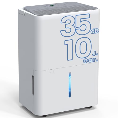Newentor Luftentfeuchter Elektrisch 12L, Raumentfeuchter Elektrisch Leise 35dB, Entfeuchter Elektrisch Keller bis zu 122m³/25m², Mit 10 J. Gar., Ablaufschlauch, Abnehmbarem Filter, Timer von Newentor