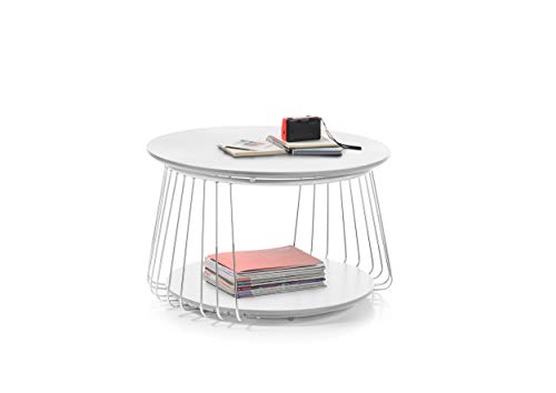 Newfurn Couchtisch Wohnzimmertisch Modern II 70x42x 70 cm (BxHxT) II [Milas.one] in Metall/Weiß Wohnzimmer von Newfurn