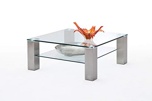Newfurn Couchtisch Wohnzimmertisch Modern II 90x40x 90 cm (BxHxT) II [Kenneth.Two] in Metall Edelstahloptik/Metall Edelstahloptik Wohnzimmer von Newfurn
