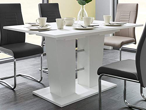 Newfurn Esstisch Tisch Weiß Esszimmertisch Küchentisch Speisetisch II 140-180x75x 90 cm (BxHxT) Synchronauszug, ausziehbar bis 180 cm, 22mm, ABS-Kante von Newfurn
