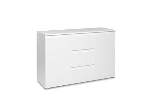 Newfurn Sideboard Kommode Modern Anrichte Highboard Mehrzweckschrank II 120x80x 40 cm (BxHxT) II [Nikita.Eight] in weiß/Weiß Wohnzimmer Schlafzimmer Esszimmer von Newfurn