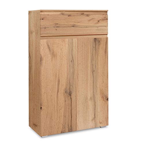 Newfurn Sideboard Kommode Natur Anrichte Highboard Mehrzweckschrank II 80x131x 40 cm (BxHxT) II [Nikita.Seven] in Dekor Honig Eiche/Dekor Honig Eiche Wohnzimmer Schlafzimmer Esszimmer von Newfurn