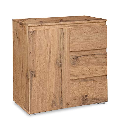 Newfurn Sideboard Kommode Natur Anrichte Highboard Mehrzweckschrank II 80x80x 40 cm (BxHxT) II [Nikita.Five] in Dekor Honig Eiche/Dekor Honig Eiche Wohnzimmer Schlafzimmer Esszimmer von Newfurn