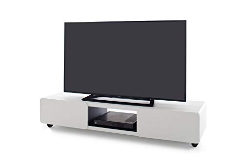 Newfurn TV Lowboard Modern TV-Schrank Fernsehtisch Rack Board II 140x28x 41 cm (BxHxT) II [Harbin] in Weiß/Weiß Wohnzimmer Schlafzimmer von Newfurn