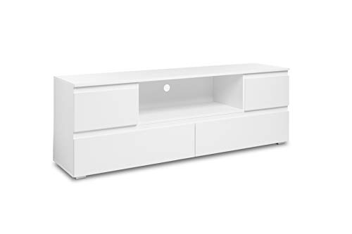 Newfurn TV Lowboard Modern TV-Schrank Fernsehtisch Rack Board II 160x55x 40 cm (BxHxT) II [Nikita.Twentyone] in weiß/Weiß Wohnzimmer Schlafzimmer von Newfurn