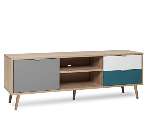 Newfurn TV Lowboard Sonoma Eiche TV Schrank Modern - 150x52x40 cm (BxHxT) - Fernsehtisch TV Board Skandinavisches Design - [Jona.Five] Wohnzimmer von Newfurn