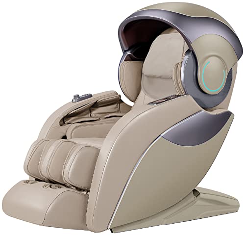 newgen medicals Massagestuhl: Luxus-Ganzkörper-Massagesessel mit Space-Cover, Bluetooth, App, beige (Massagesessel Shiatsu, Massage Ganzkörper, Fußmassagegerät) von Newgen Medicals